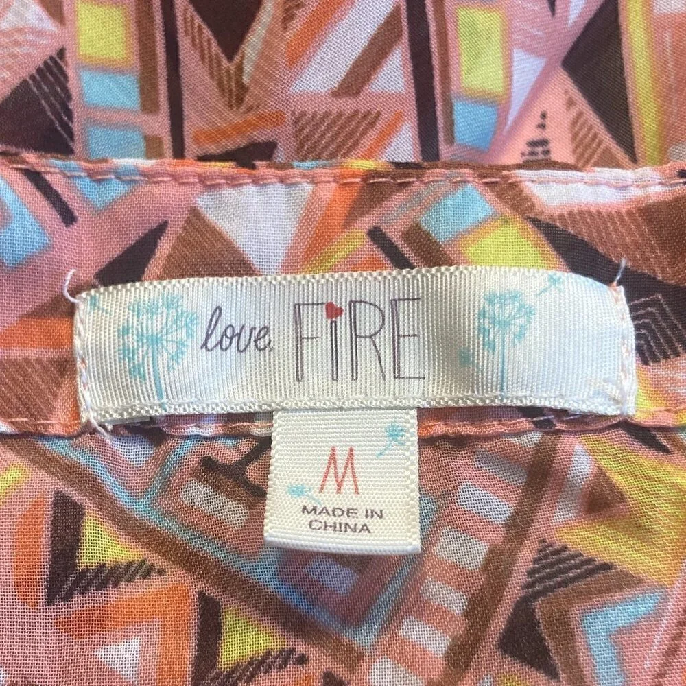 Love Fire SZ M Multi color bohemiam print cold shoulder kimono